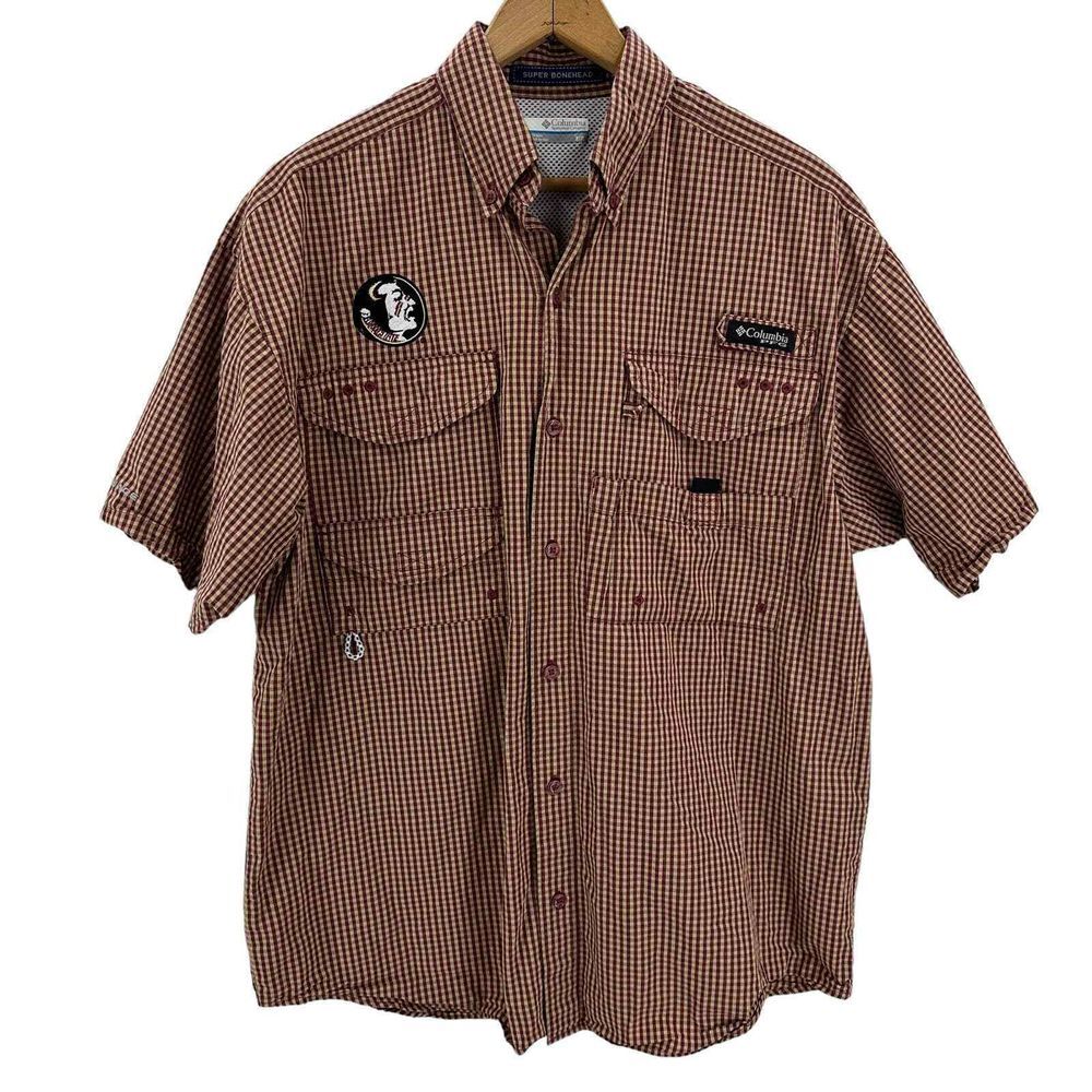 Columbia FSU Florida State Seminoles Super Bonehead Fishing Shirt Men's Sz SMALL
